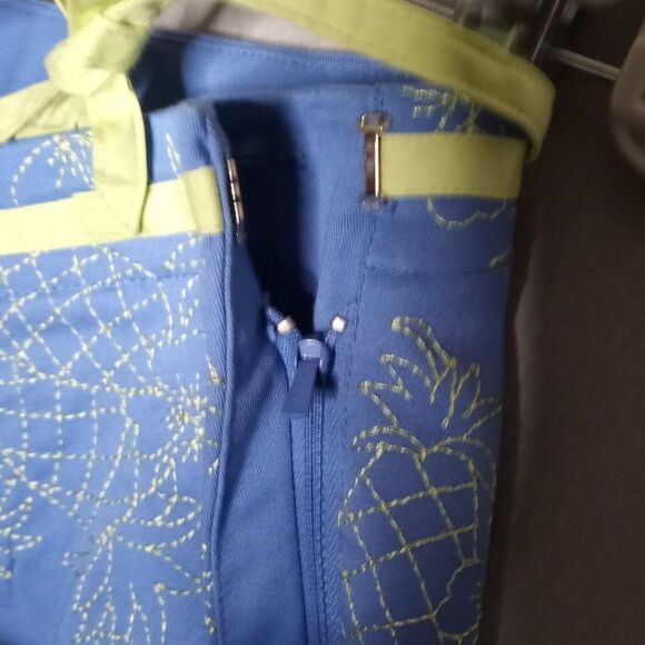 Talbots Stretch Blue/Lime Pineapple/Floral Detail Capris Women's Size 8 Petite - Picture 6 of 8